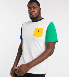 Футболка колор блок с карманом и логотипом Polo Ralph Lauren Big & Tall-Мульти
