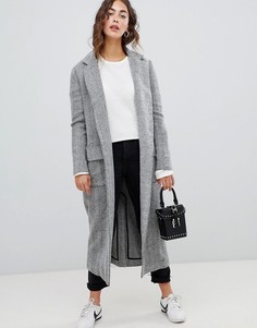 Длинное пальто с узором "в елочку" Glamorous-Черный