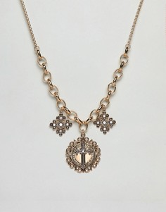 Броское золотистое ожерелье с подвесками в винтажном стиле ASOS DESIGN-Золотой