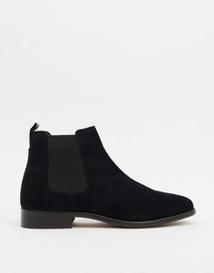 Черные замшевые ботинки челси Walk London-Черный