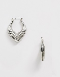 Серебристые серьги-кольца с абстрактным дизайном Sacred Hawk-Серебряный