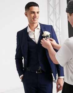 Однотонный пиджак узкого кроя Harry Brown-Темно-синий