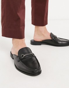 Черные кожаные лоферы без задников Ben Sherman-Черный