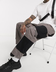 Серые брюки в стиле милитари со вставками The Ragged Priest-Серый