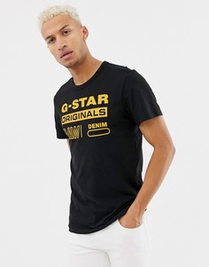 Черная футболка с логотипом G-star Swando-Черный
