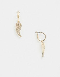Золотистые серьги с подвеской-крылом Topshop-Золотой