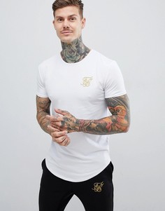 Белая футболка с золотистым логотипом SikSilk-Белый