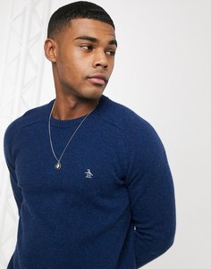 Темно-синий джемпер из овечьей шерсти с логотипом Original Penguin