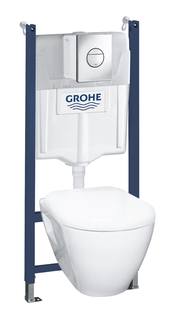 Набор инсталляция GROHE Solido с подвесным унитазом Serel и панелью смыва Nova Cosmopolitan, хром (38973000)