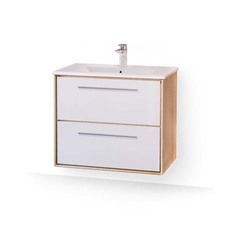 Тумба под раковину Равал Frame Fra.01.75/P/W-DS 75 см, белая/дуб сонома Raval