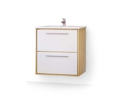 Тумба под раковину Равал Frame Fra.01.60/P/W-DS 60 см, белая/дуб сонома Raval