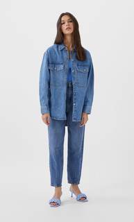 Джинсовая рубашка Stradivarius