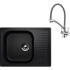 Кухонная мойка и смеситель EcoStone ES-018 Lemark Comfort черная (ES-18-308, LM3071C-Gray)