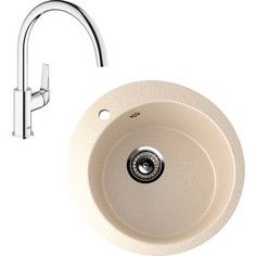 Кухонная мойка и смеситель EcoStone ES-013 Grohe BauFlow бежевая (ES-13-328, 31230000)