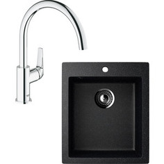 Кухонная мойка и смеситель EcoStone ES-014 Grohe BauFlow черная (ES-14-308, 31230000)