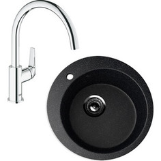 Кухонная мойка и смеситель EcoStone ES-013 Grohe BauFlow черная (ES-13-308, 31230000)