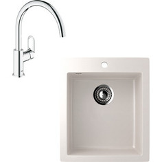 Кухонная мойка и смеситель EcoStone ES-014 Grohe BauLoop белая (ES-14-331, 31368000)