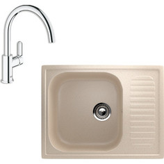 Кухонная мойка и смеситель EcoStone ES-018 Grohe BauEdge бежевая (ES-18-328, 31367000)