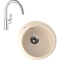 Кухонная мойка и смеситель EcoStone ES-013 Grohe BauEdge бежевая (ES-13-328, 31367000)