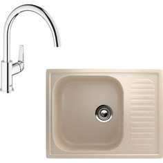 Кухонная мойка и смеситель EcoStone ES-018 Grohe BauFlow бежевая (ES-18-328, 31230000)