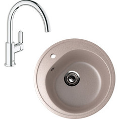 Кухонная мойка и смеситель EcoStone ES-011 Grohe BauEdge песочная (ES-11-302, 31367000)