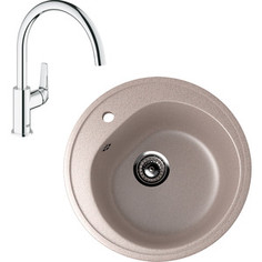 Кухонная мойка и смеситель EcoStone ES-011 Grohe BauFlow песочная (ES-11-302, 31230000)