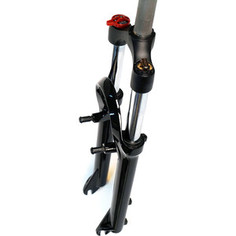 Вилка велосипедная EASING ES 443 MLO 26x1.1\8 ход 80mm, локаут механический, предвар.сжатие, алюмин, черная, 2,5кг