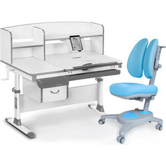 Комплект (стол+полка+кресло+чехол) Mealux Evo-50 G (Evo-50 G + Y-115 KBL) белая столешница/серый