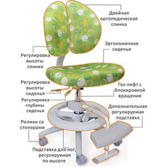 Кресло Mealux Duo-Kid Plus Y-616 Z обивка зеленая с кольцами (длинный газлифт+две подставки)