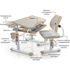 Комплект мебели (столик + стульчик) Mealux EVO-05 G столешница клен/пластик серый