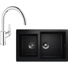 Кухонная мойка и смеситель EcoStone ES-028 Grohe BauFlow черная (ES-28-308, 31230000)