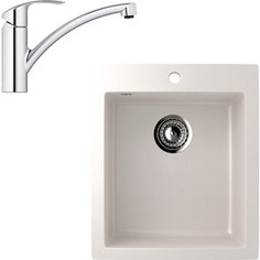 Кухонная мойка и смеситель EcoStone ES-014 Grohe Eurosmart белая (ES-14-331, 33281002)