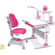 Комплект Mealux Evo-kids Evo-30 PN (арт. Evo-30 PN + Y-110 KP) / (стол+полка+кресло+лампа) / белая столешница (дерево), пластика розовый