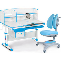 Комплект Mealux Evo-kids Evo-50 BL (арт. Evo-50 BL + Y-115 KBL) / (стол+полка+кресло+лампа) / белая столешница, пластик голубой