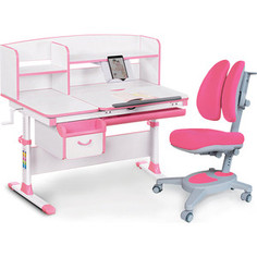 Комплект Mealux Evo-kids Evo-50 PN (арт. Evo-50 PN + Y-115 KP) / (стол+полка+кресло+лампа) / белая столешница, пластик розовый