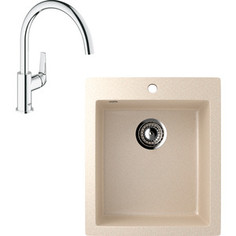 Кухонная мойка и смеситель EcoStone ES-014 Grohe BauFlow бежевая (ES-14-328, 31230000)