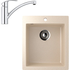 Кухонная мойка и смеситель EcoStone ES-014 Grohe Eurosmart бежевая (ES-14-328, 33281002)