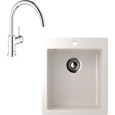 Кухонная мойка и смеситель EcoStone ES-014 Grohe BauClassic белая (ES-14-331, 31234000)