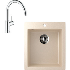 Кухонная мойка и смеситель EcoStone ES-014 Grohe BauClassic бежевая (ES-14-328, 31234000)