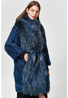 Шуба из аукционного меха норки KOPENHAGEN FUR и меха лисы Emfasi Pelle