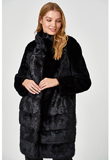 Комбинированная шуба из овчины и меха норки Virtuale Fur Collection