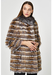 Облегченная комбинированная шуба из меха лисы Virtuale Fur Collection