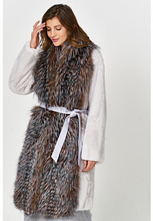 Шуба из аукционного меха норки KOPENHAGEN FUR и меха лисы Emfasi Pelle