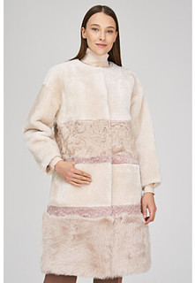 Шуба из овчины с отделкой овчиной калган Virtuale Fur Collection