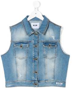 Msgm Kids джинсовый жилет с вышитым логотипом