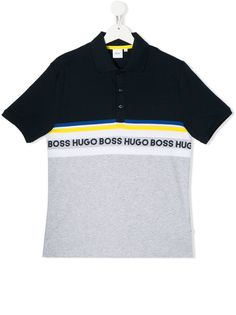 Boss Kids рубашка-поло в стиле колор-блок с логотипом