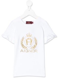 Aigner Kids футболка с логотипом металлик