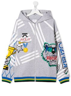 Kenzo Kids худи на молнии с графичным принтом