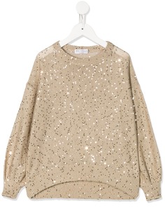 Brunello Cucinelli Kids блузка с вышивкой пайетками