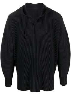 Homme Plissé Issey Miyake худи в рубчик на пуговицах